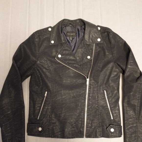 Tribal Biker Jacket Size Small with silver hardware, colour is navy blue - Picture 3 of 10